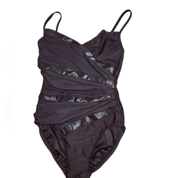 Miraclesuit underwire swimsuit dark Brown Sz 4 - 6 - Picture 1 of 6